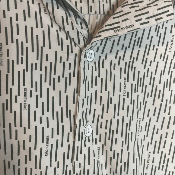 Kenneth Cole-New York Size L White and Green Mens Button Up - Picture 3 of 8